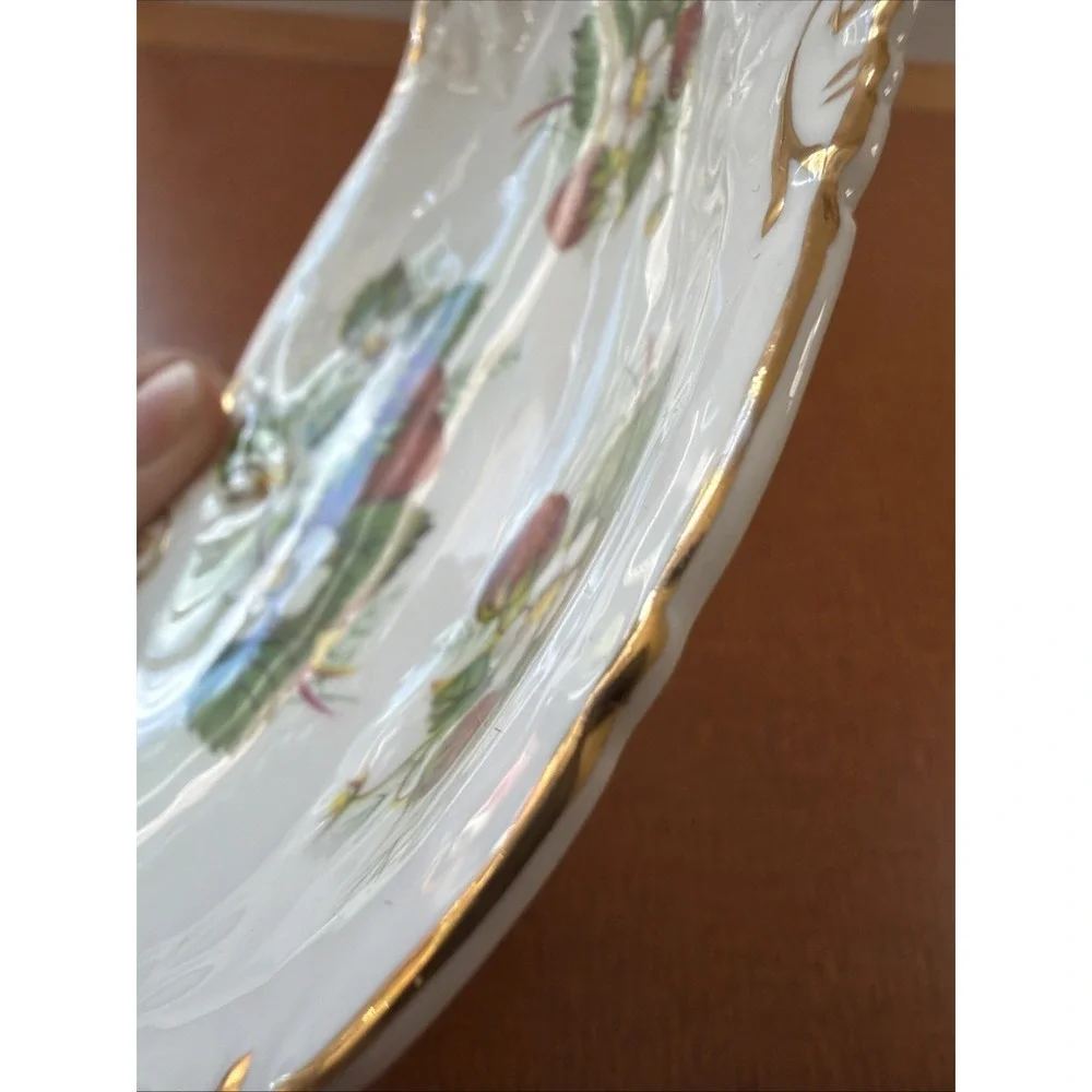 Vintage Hammersley & Co England Bone China Strawberry Ripe Bon Bon Trinket Tray